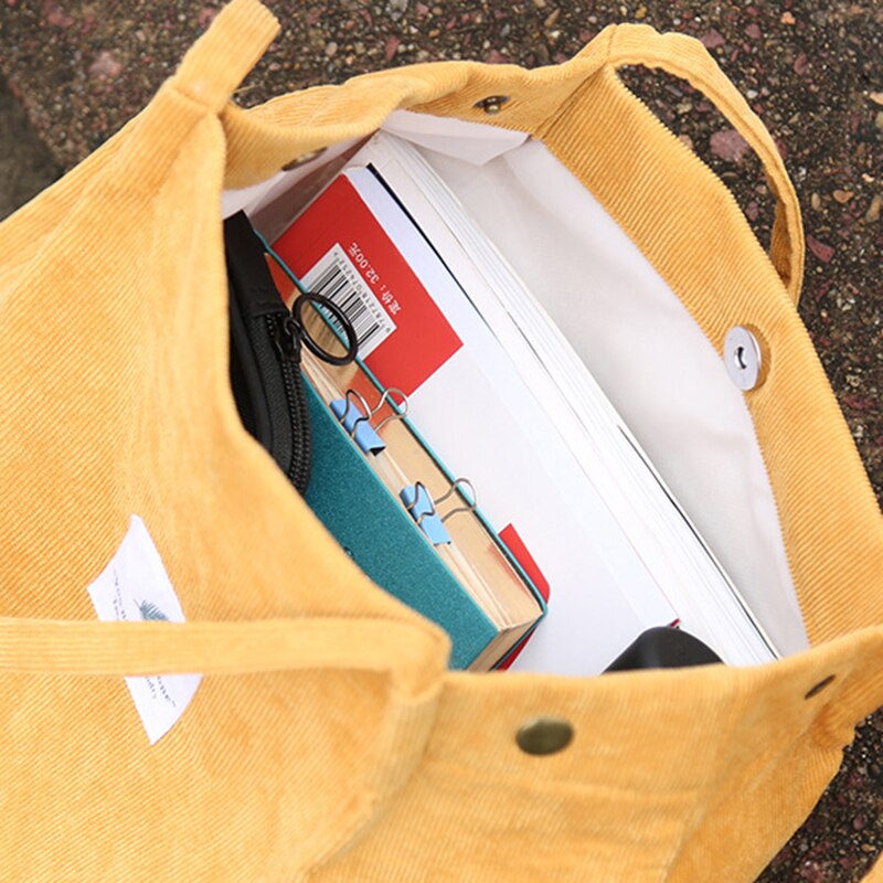 Geestock kvinder corduroy skuldertasker stor kapacitet håndtasker indkøbspose genanvendelig øko opbevaringspose bøger taske foldbare totes