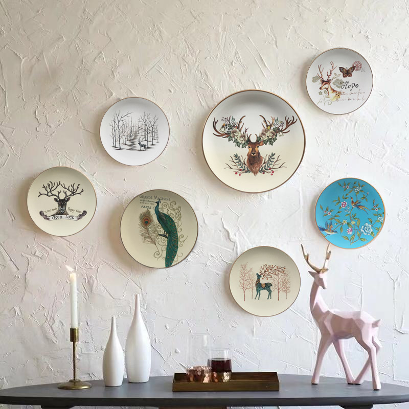 Creatieve Woonkamer Opknoping Plaat, Lucky Elanden Keramische Opknoping Plaat, Muur Decoratie Drie-Dimensionale Hanger Handwerk Plaat