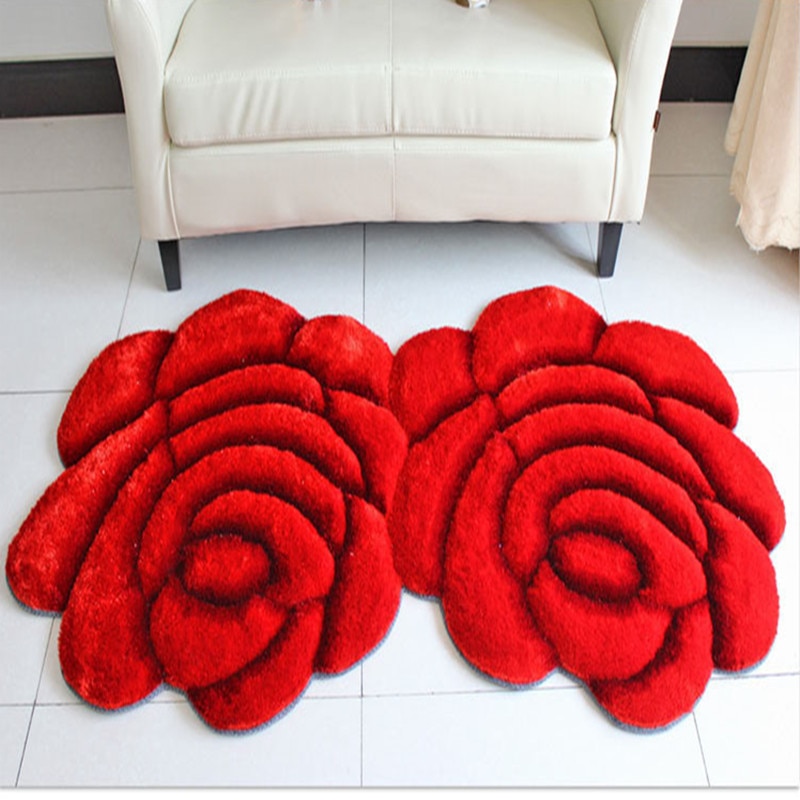 Mode Creatieve Bloem Shaped Rug Europa 3D Dubbele Rose Tapijten Voor Versieren Woonkamer Slaapkamer Delicate Persoonlijke Zachte Mat