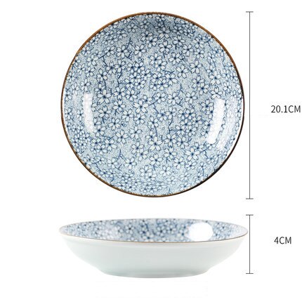 8 tommer keramisk plade husholdningsboller plade japansk stil keramisk middag plade keramisk morgenmad plade dessert fad: 01 stil