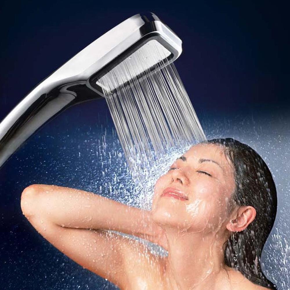 300 Tiny Holes Pressure Shower Head Water Booster Saving Square Handheld Square Bathing Sprayer Bathroom Hand Shower