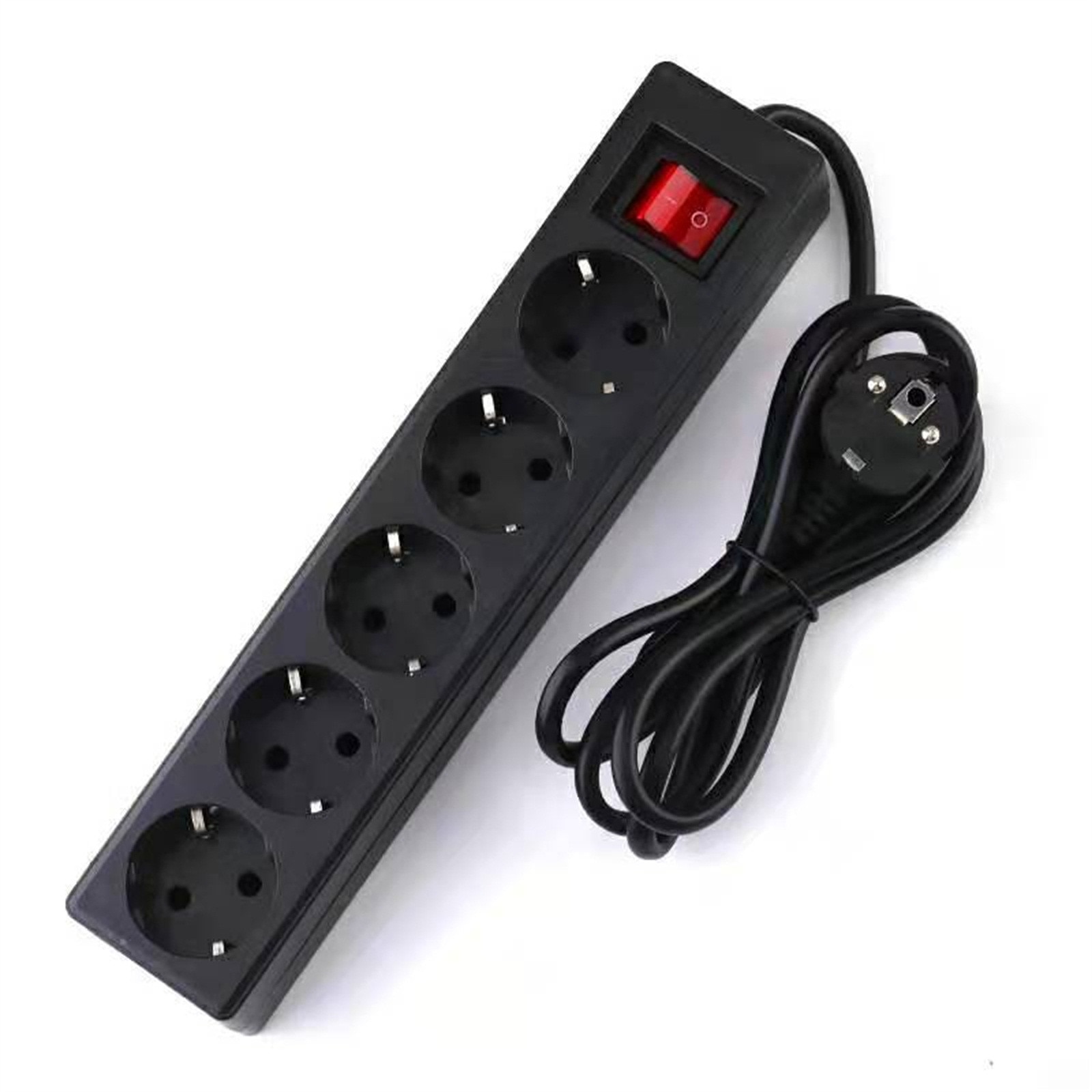 European Standard Three Socket Round Plug 5 Hole Socket With Switch On Off 5M/3M Extension Cable For Home Office Steckdose