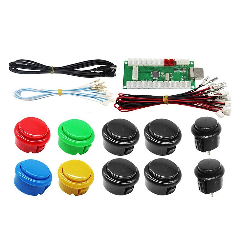 -Double Player Arcade Rocker Kit LED Button Rocker Ball Head with USB Cable Joystick Wire Button Wire
