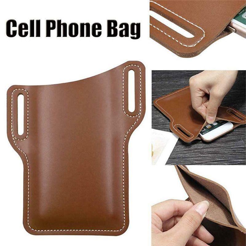 Mobiltelefon bærepose mænd mobiltelefon loop hylster sag bælter talje taske rekvisitter pu læder pung tegnebog