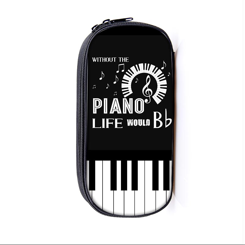 Elegent Music Piano Coin Purses Pencil Holder Bag Cartoon Girls Boys Playing Piano Small Wallet Kids Storage Bag Women Men Purse