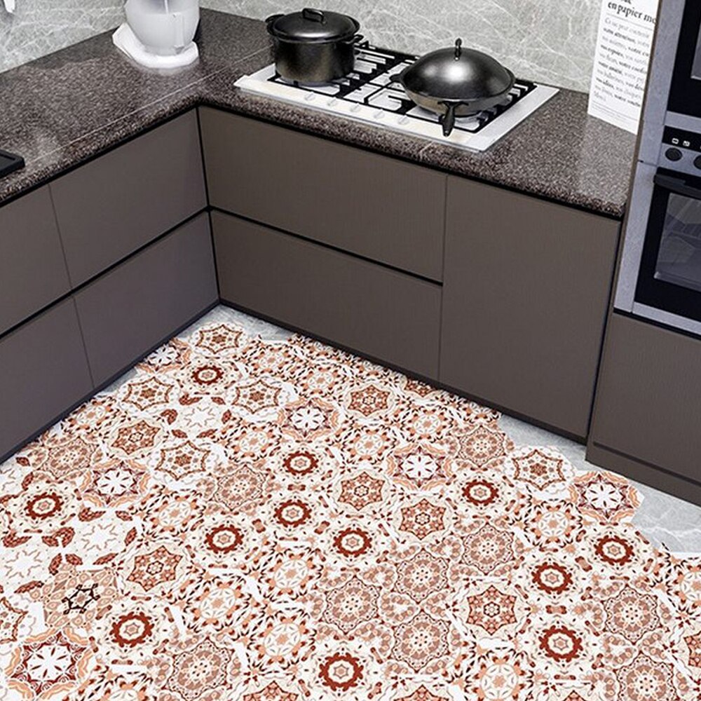 10pcs PVC bathroom anti-slip floor tiles tile floor waterproof stickers wall stickers wall decoration kitchen oil proof wallpape