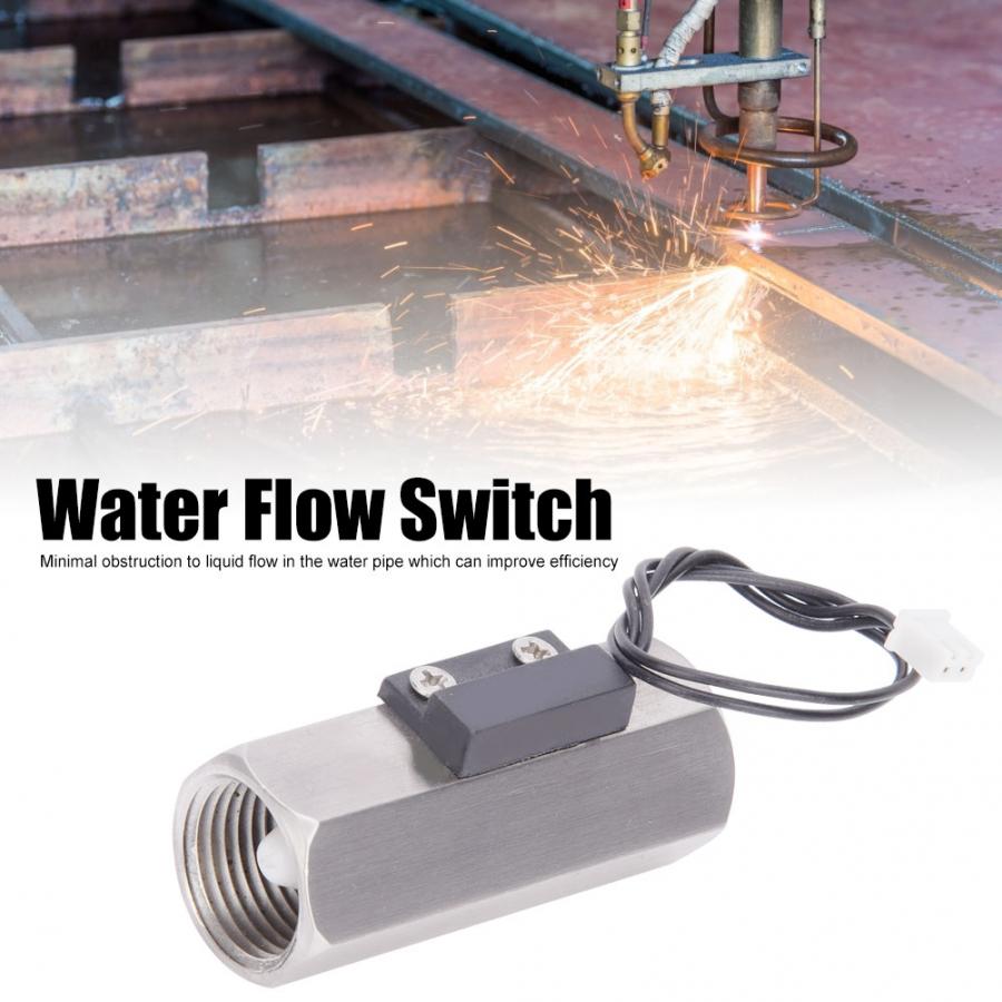 Water Flow Switch 304 Stainless Steel High Accuracy FS-01 G1/2in Double Female Thread Water Flow Sensor