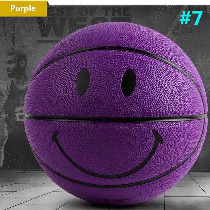 Men Youth 5#/7# Sports Basketball Smile Patterns Indoor Outdoor Training/Competition Basketballs Birthday: Size 7 Purple