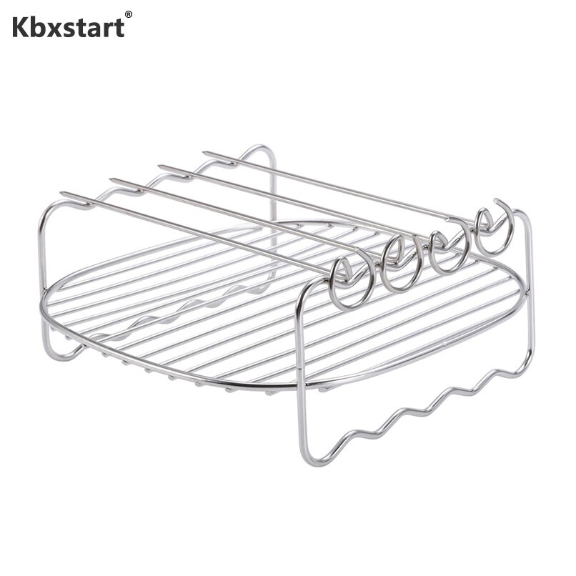 Accesorios para freidora de aire, parrilla de doble capa, 4 Porta agujas, acero inoxidable, adecuado para HD9232