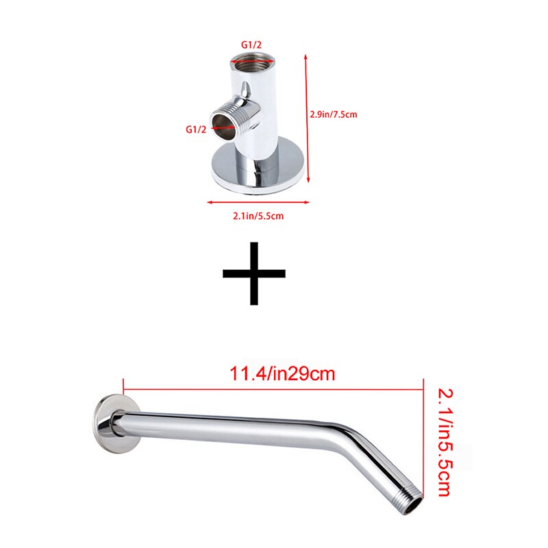 90/135 grad Dusche Kopf Verlängerung Arm Multisize Edelstahl Wand Montiert Rohr Dusche Kopf Arm für Bad Ersatz: 29cm with Base