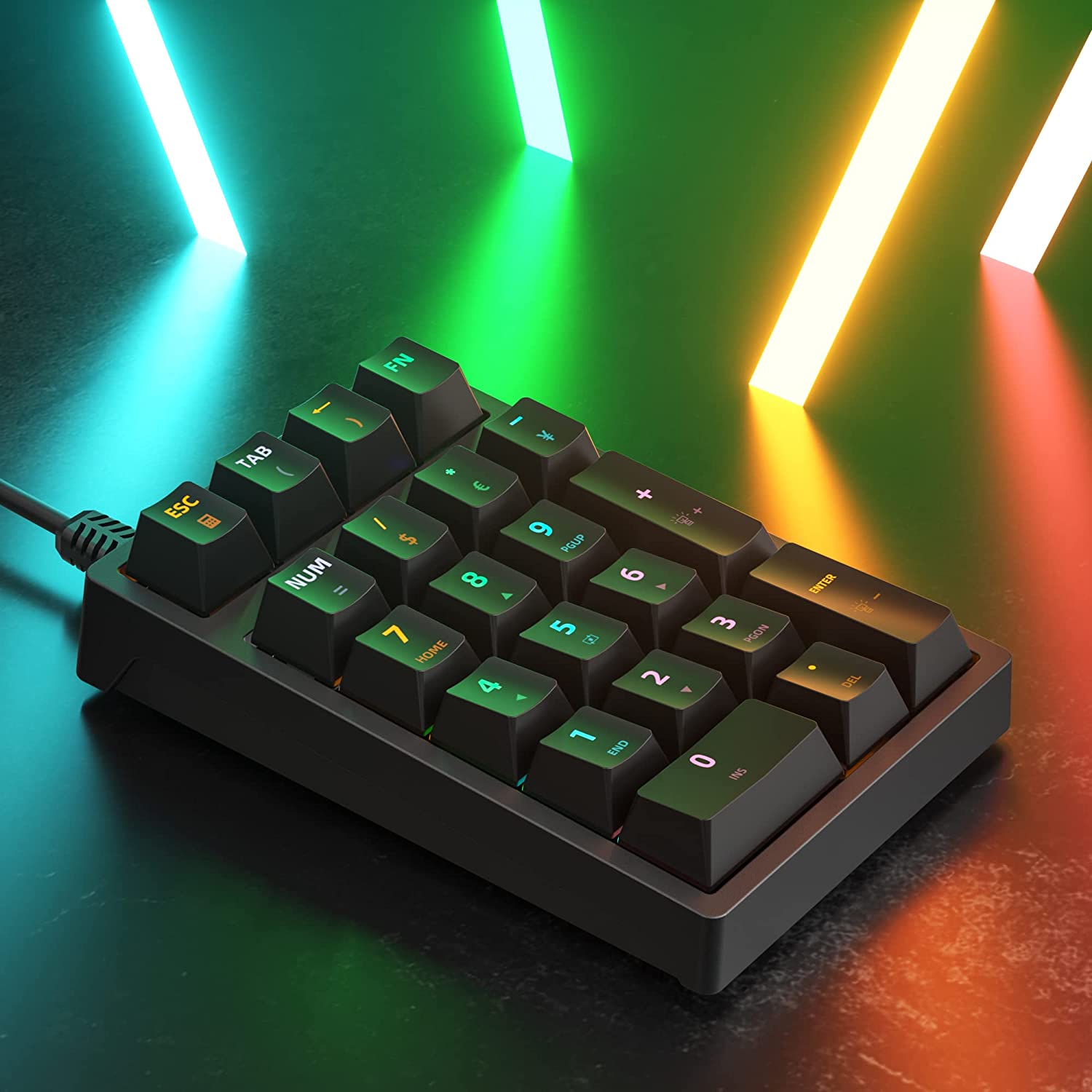 Mechanisch USB bedraad numeriek toetsenbord met RGB LED-achtergrondverlichting 21-toetsen numpad Mechanisch numeriek toetsenbord voor laptop-desktop: Default Title