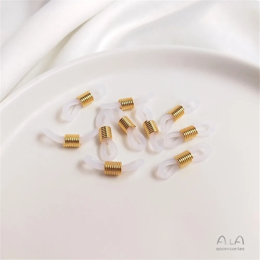 Koper Verguld Antislip Silicagel Ring 8 Knop Handmatige Diy Glazen Ketting Vrouwelijke Hals Touw Ketting Zonnebril accessoires: Licht Geel Goud Kleur