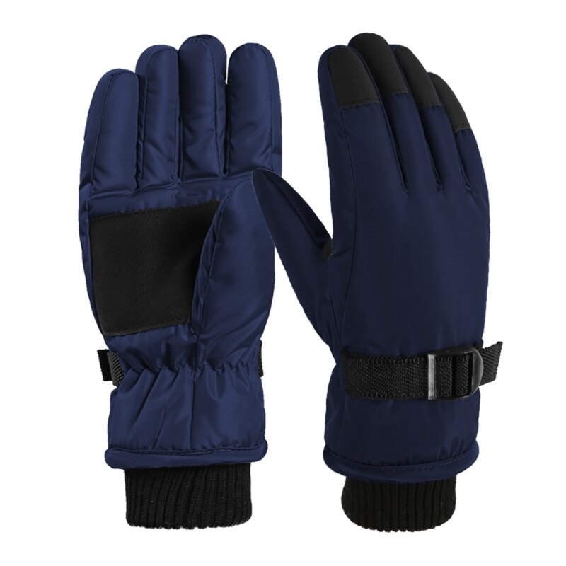1 paio bambini sci guanti da ciclismo guanti caldi spessi impermeabili antivento sport all&#39;aria aperta guanti da Snowboard per bambini ragazze ragazzo: Navy Blu