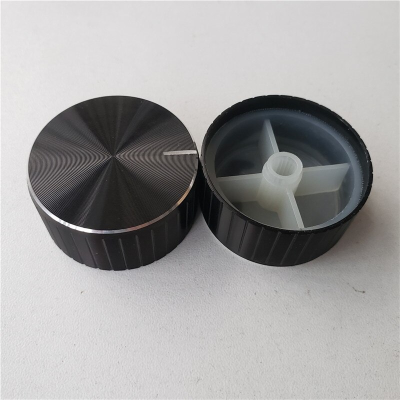 6 Stuks Aluminium Kunststof Knop Potentiometer Knop 40*19*6Mm Potentiometer Cap Volume Knop Switch Cap Voor hi-Fi Versterker: Black O shaft