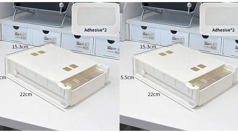 Under Table Hidden Drawer Adhesive Storage Box Office Desktop Large-capacity Stationery Cosmetics Table Bottom Organizer Shelf: green