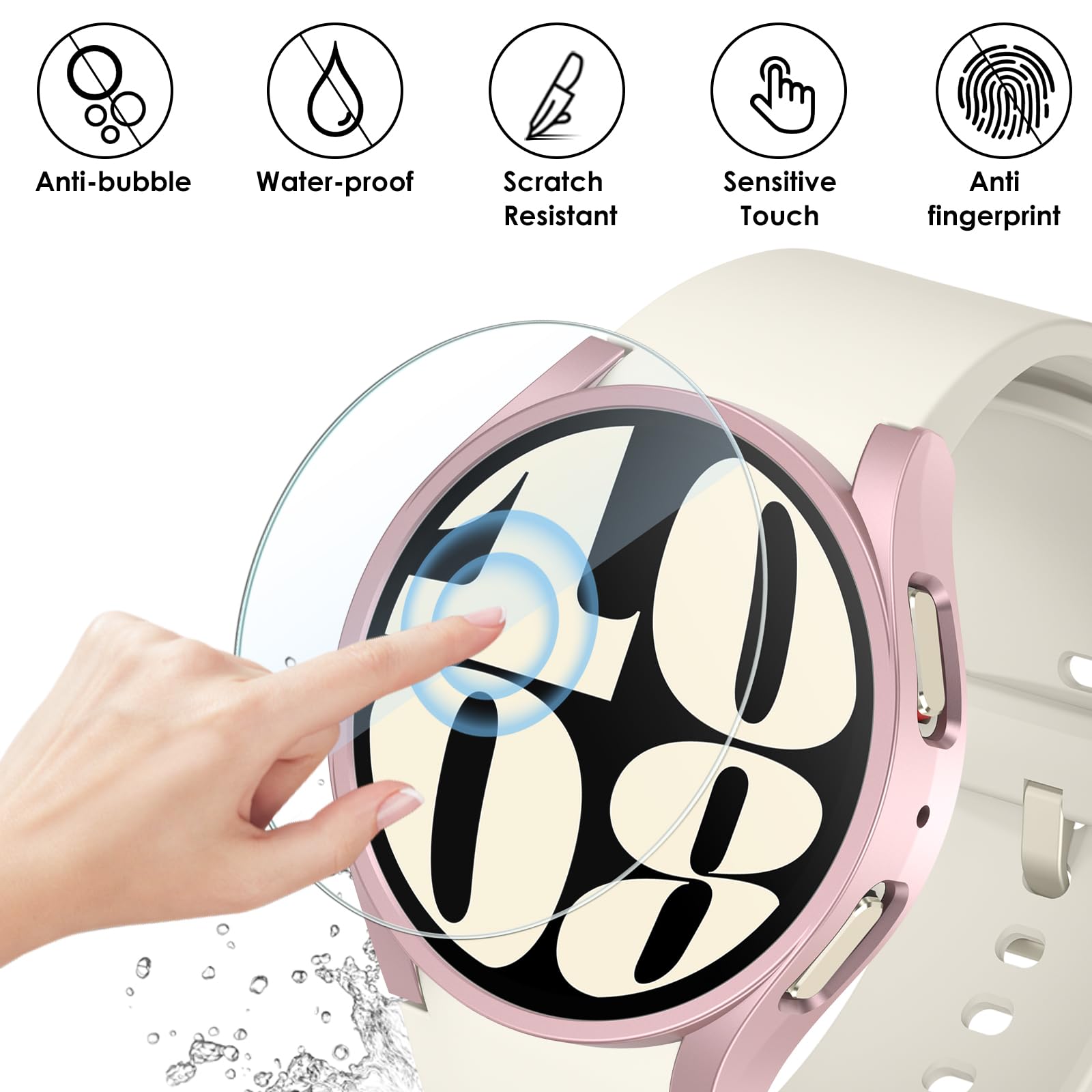 Vidrio + funda para Samsung Galaxy Watch 6 40mm 44mm, cubierta mate para PC, carcasa protectora para Galaxy Watch 6 Classic 43mm 47mm