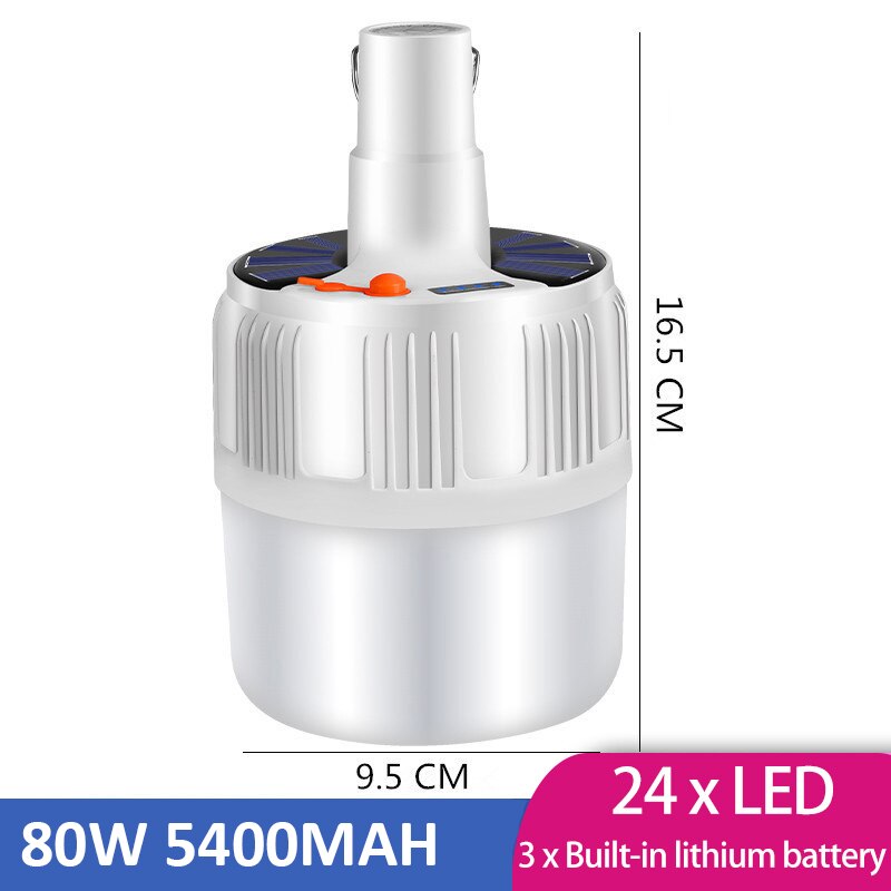 100W Camping Laterne Solar-LED Camping Licht Mini Tragbare Laterne Zelt Camping Lampe DC/Solar Wiederaufladbare Notfall Licht: 80W5400MAH NO Remote / US PLUG