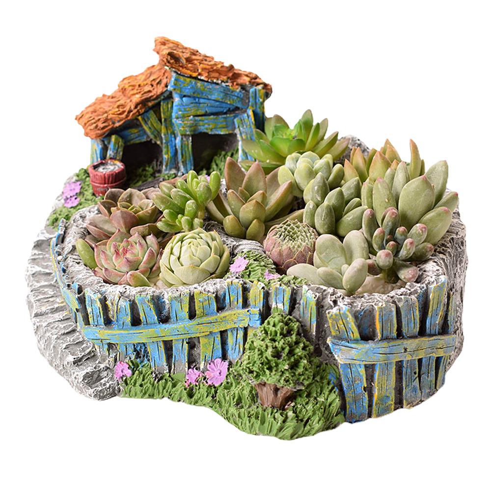 Plants Pot Tiny Resin Flowers Succulent Plants Pot Holders Hanging Garden With Sweet House Garden Decoration: 2