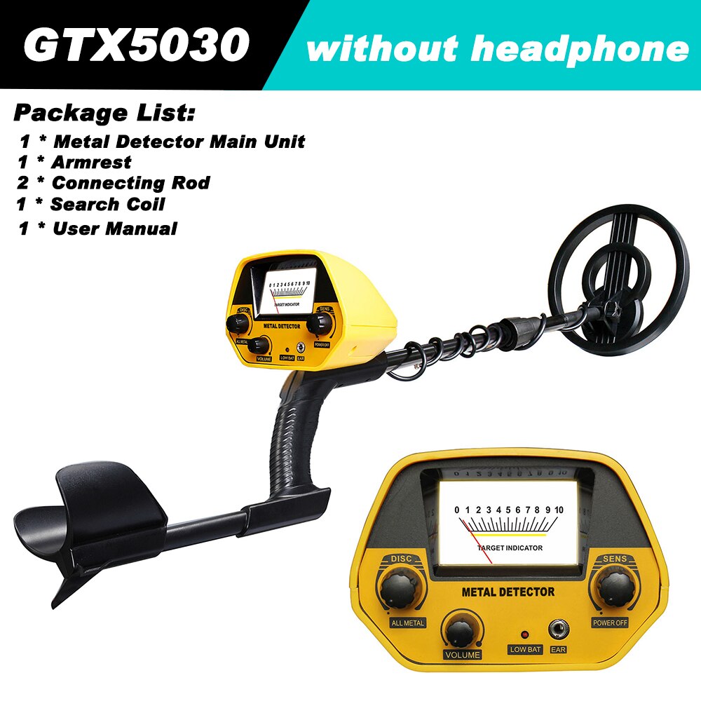 Underground metal detector gold detector gold prospector beginner portable metal detector with headset + engineer shovel: yellow type2