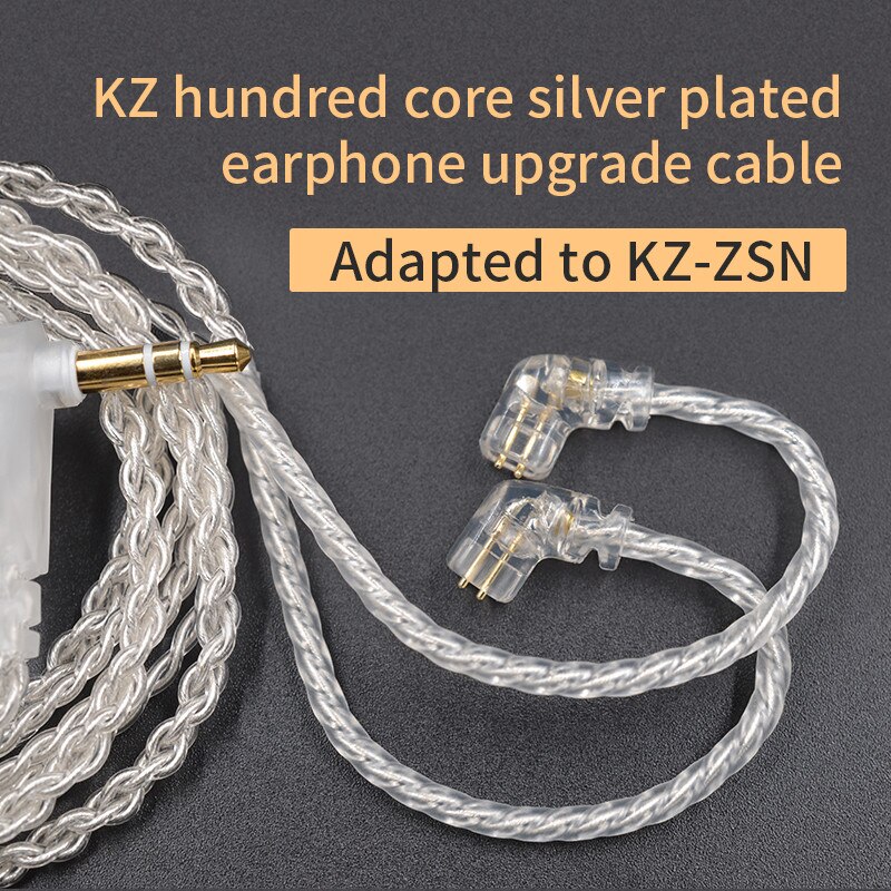 Kz Verzilverd Kabel Upgrade 2 Pin 0.75Mm B C Hoge Zuiverheid Zuurstofvrij Koper Koptelefoon Draad Met Microfoon voor Zst X Zsn ZS10 Zsx Pro