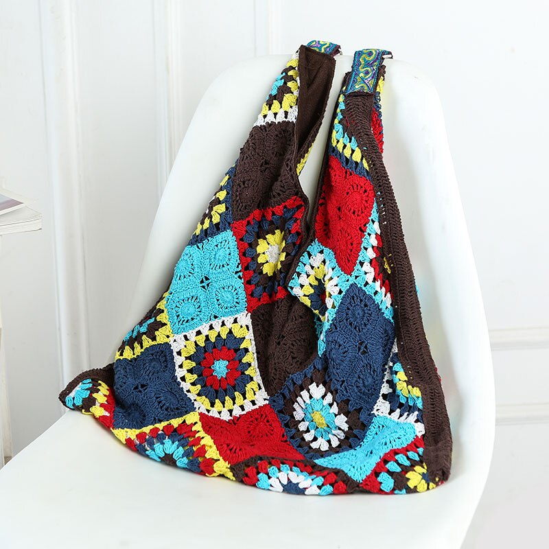 Ręcznie robiona na szydełku torba na ramię kobiety Bohemia torby na zakupy podróż wszystkie odpowiednie modne torby Crossbody