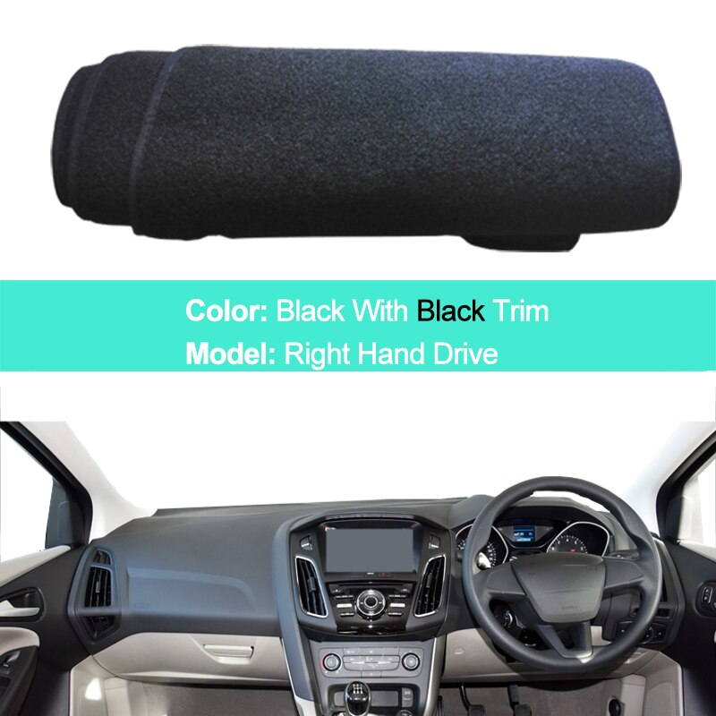 Cubierta de salpicadero interior de coche, alfombra, capa, almohadilla, para Ford Focus Titanium SE Electric S SEL , , , , , , 2 capas: RHD Black