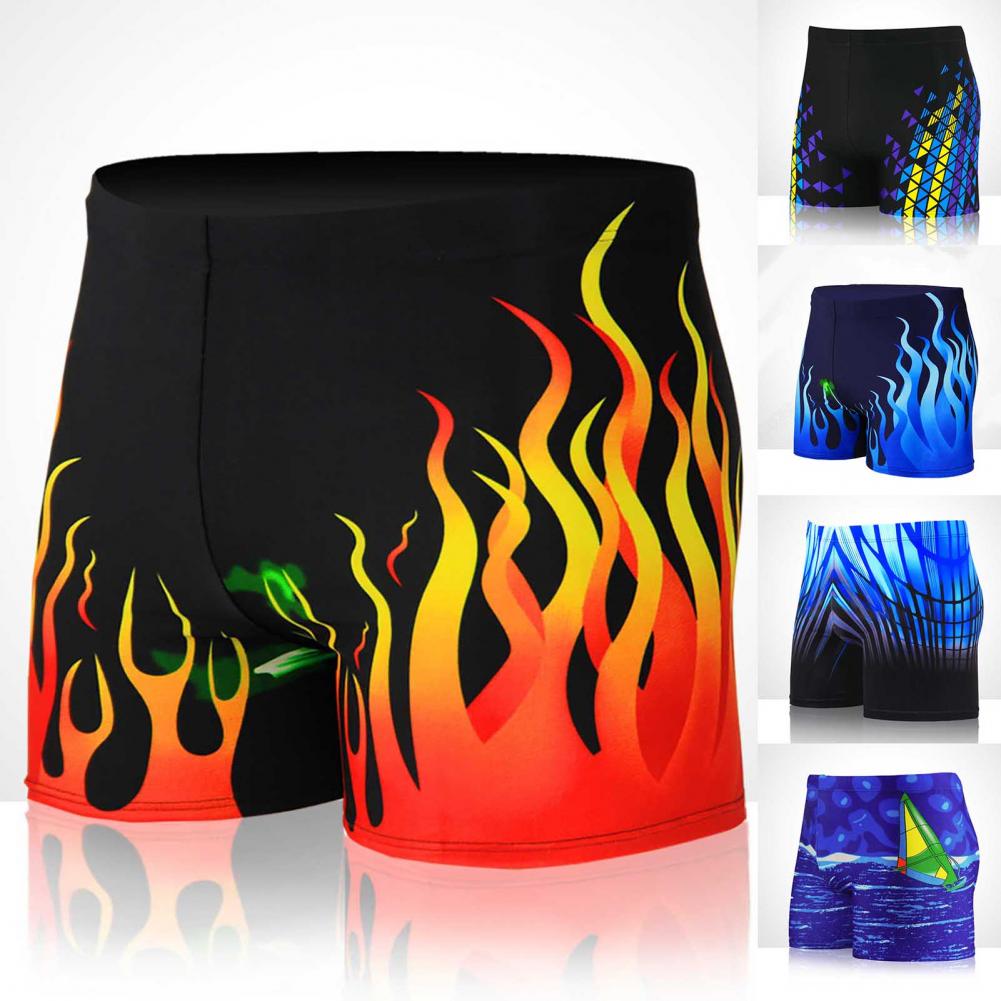 Strandbekleidung, tolle farbechte badehose mit feuermuster, atmungsaktive herren-badehose für den urlaub