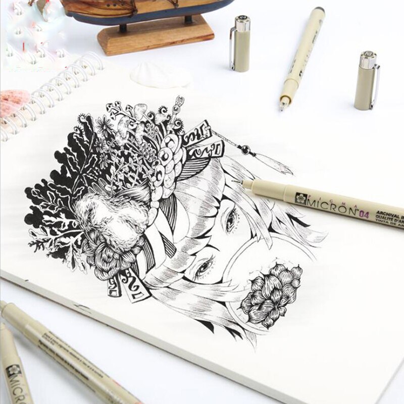 Waterproof Sakura Pigma Micron Pen Neelde Soft Brush Drawing Pen 003 005 01 02 03 04 05 08 1.0 Brush Art Markers Art Supplies
