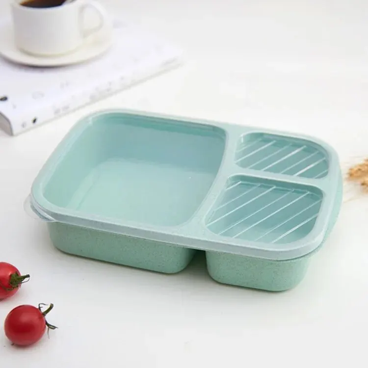 Separate Lunch Box Portable Bento Box Lunchbox Leakproof Food Container Microwave Oven Dinnerware for Kids School Adult Office: green