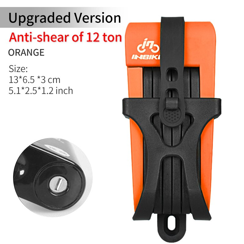 Inbike Anti-Shear Van 12 Ton Hydraulische Cutter Fietsen Mtb Bike Lock Anti Diefstal Motorfiets Slot Elektrische Fiets Keten lock AD023: Updated Orange