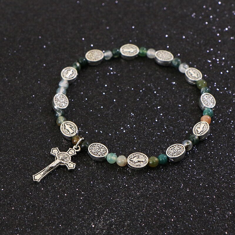 Komi nueva Metal Rosario Católico cuentas Cruz colgante pulsera para mujeres joyería brazaletes religiosos