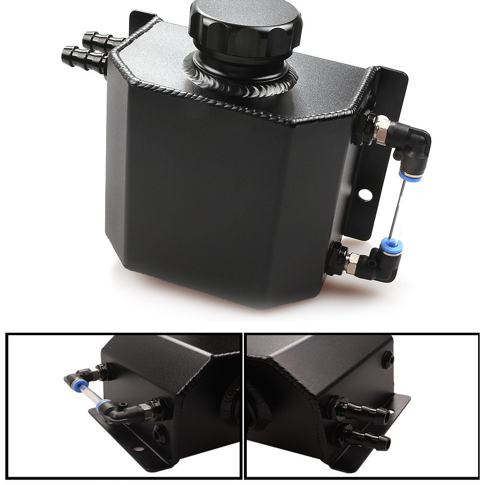 Bestever Universal 1L Aluminum Coolant Radiator Overflow Recovery Water Bottle Reservoir Aluminum Alloy Square Oil Can Practical