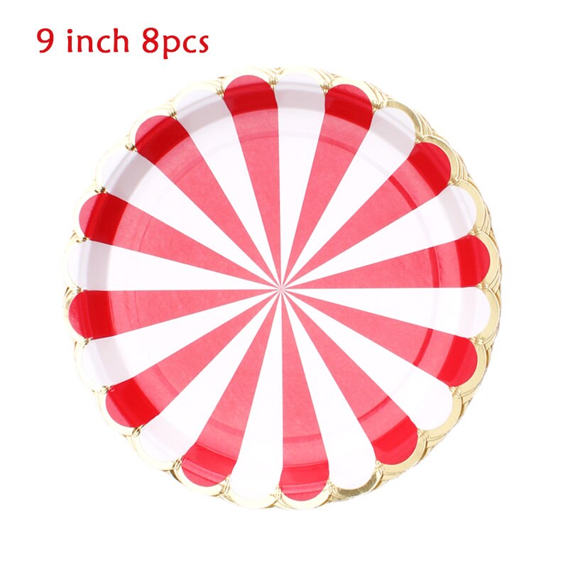 41pc/set Red Stripe Theme Party Tableware party birthday decoration Baby Shower Plate Napkin Disposable Tableware Party Supplies