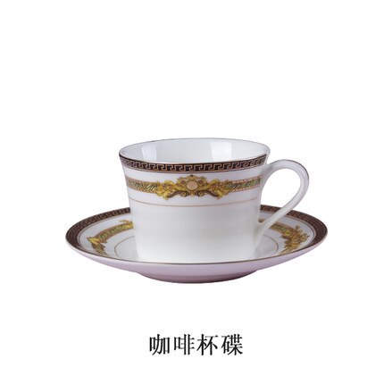 European Style Luxury Dishes Bone China Ceramic Flat Steak Dinner Plates Tableware Plate Western Clubhouse Upscale Tableware: coffee cup