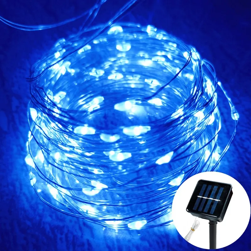 Led solcelledrevne lyskæder 8 tilstande jule-led-lys udendørs have terrasse trådgirlande lys julelys: Rgb / 16-20w