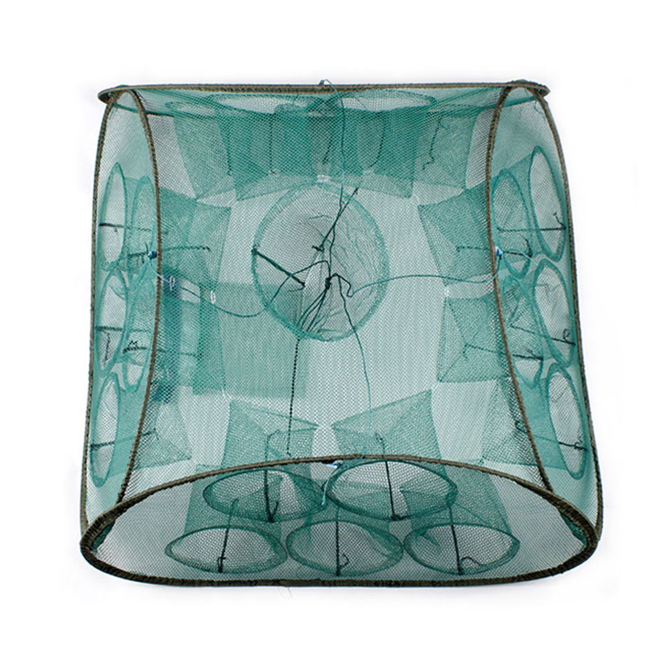Folded Portable Hexagon 4/6/8/12/16 Hole Automatic Fishing Shrimp Trap Fishing Net Fish Shrimp Minnow Crab Baits Cast Mesh Trap