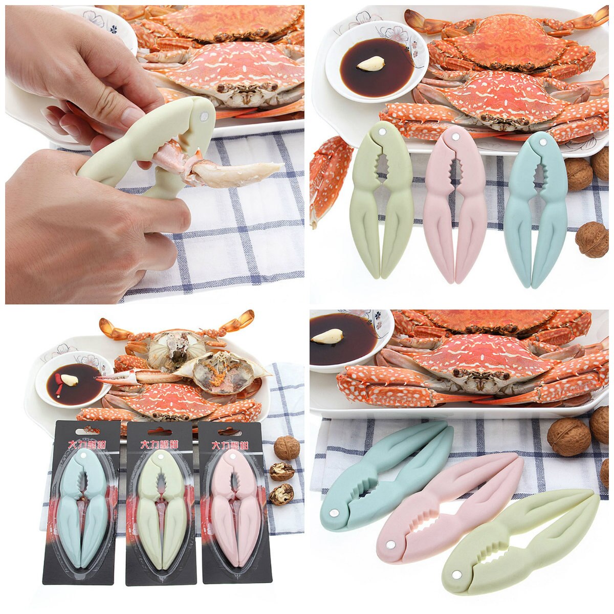 Pinzas en forma de cangrejo, pinzas en forma de garra, utensilios para marisco, cangrejo, juego de herramientas para comer