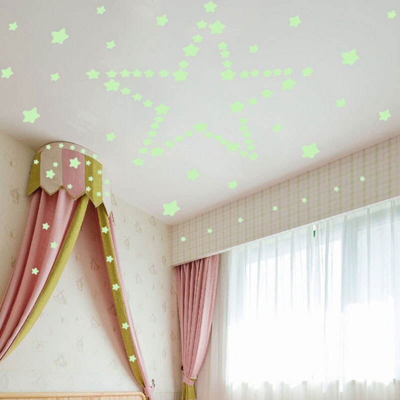 27 Stks/set Lichtgevende Muurstickers Glow In The Dark Sterren Vorm Sticker Decals Groen Fluorescerende Stickers Voor Kids Baby Kamers