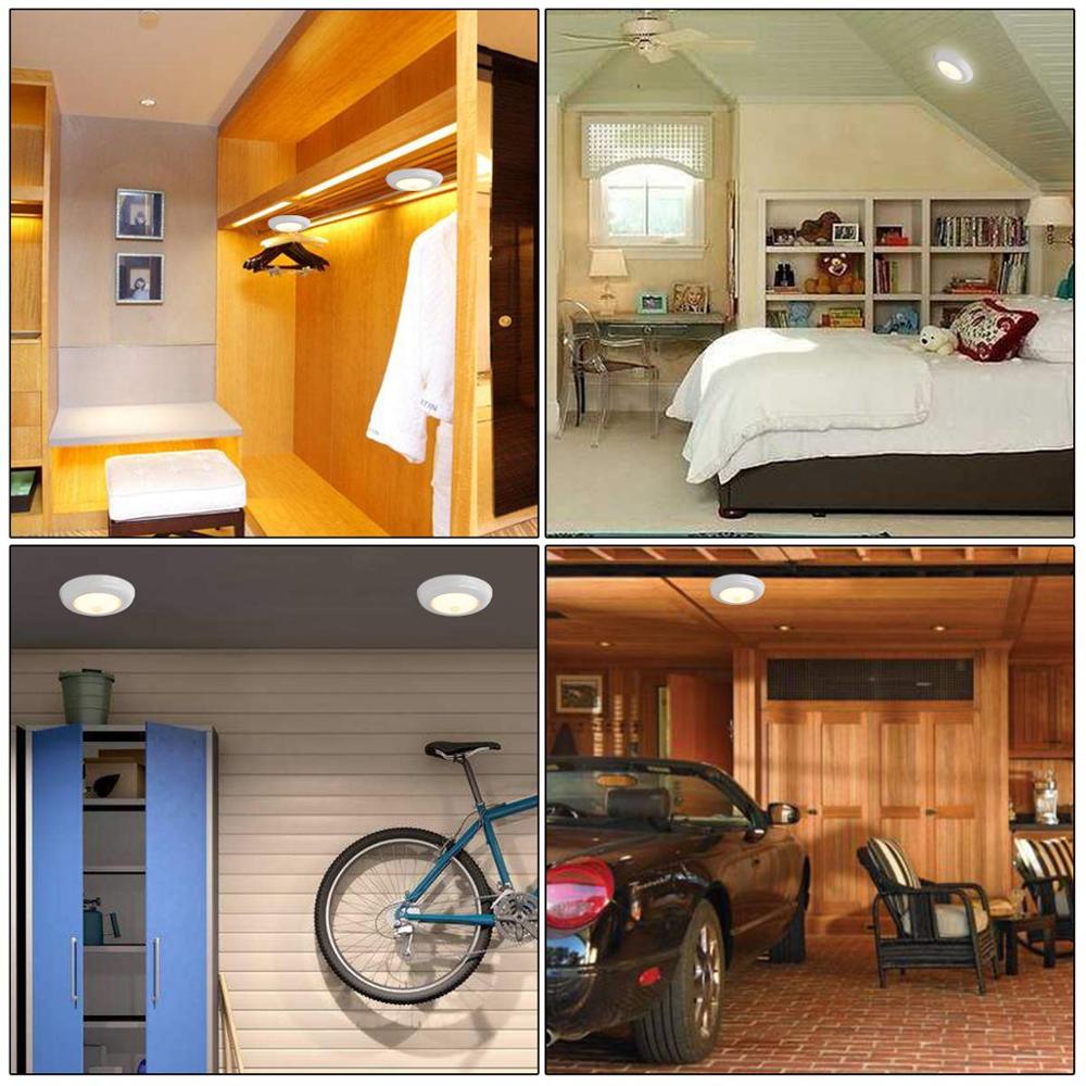 Wireless Motion Sensor Ceiling Light Battery Operated Sensing Activated LED Lamp Entrance Closet Stairs Hallway Garage Bathroom