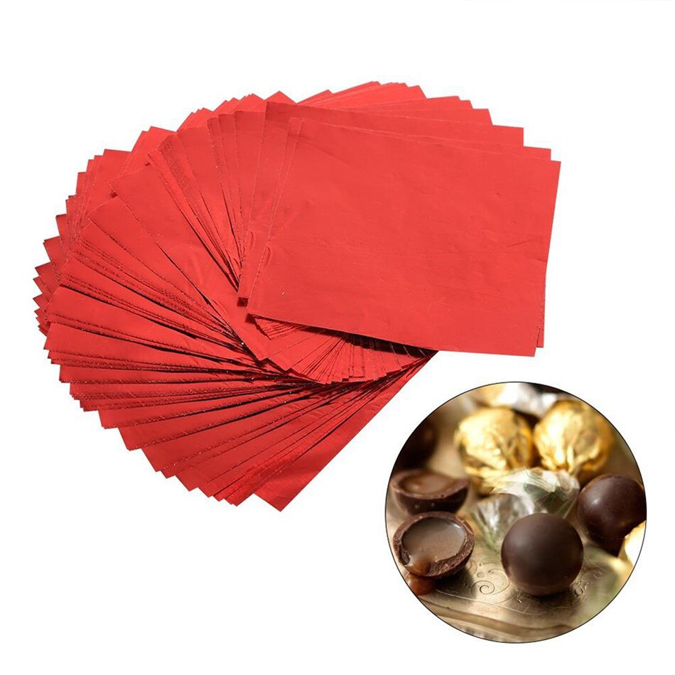 TTLIFE 100Pcs Voedsel Aluminiumfolie DIY Chocolade Snoep Pakket Papier Box Candy Pakket Folie Papier wikkelen 5 Heldere kleuren
