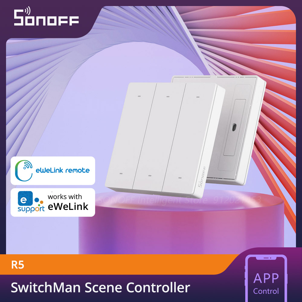 SONOFF SwitchMan R5 Szenen-Regler 6-Tasten-Freiverdrahtungs-eWeLink-Fernbedienung Aufklebbare Fernbedienung funktioniert mit SONOFF M5 / MNINIR4 Clever schalten