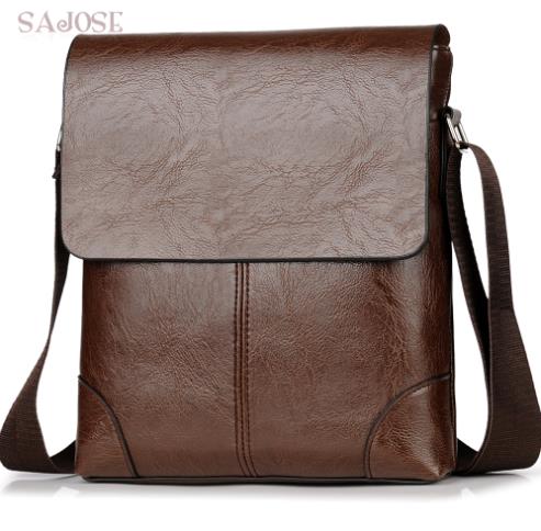 Bolso cruzado para hombre, bandolera de cuero, Casual, de negocios, para hombre, bolsos de mensajero Vintage, Bolso Negro de ,: Marrón