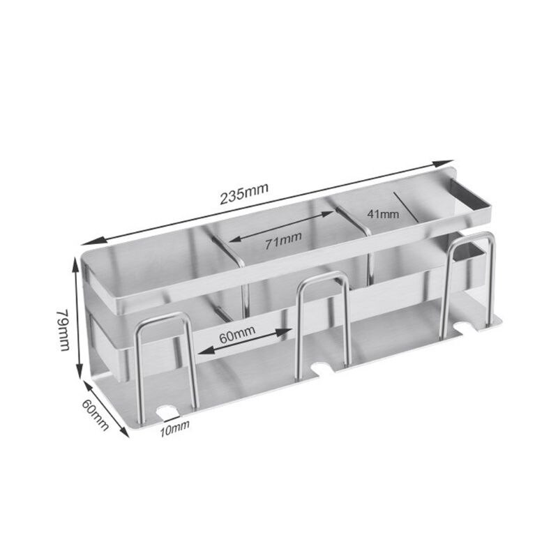 Stainless Steel Toothbrush Holder Toothpaste Stand Rack Adhesive Bathroom Organizer