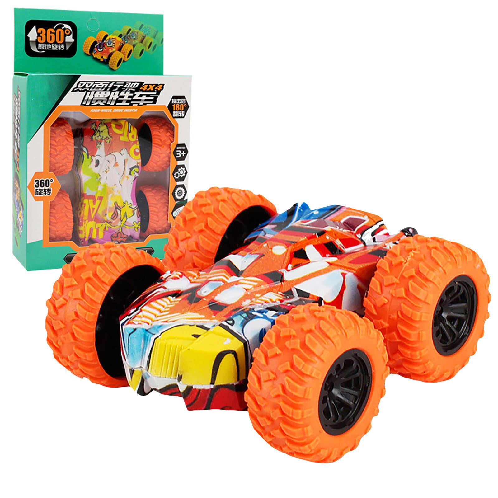 Toys For Children Inertia-Double Side Stunt Graffiti Car Off Road Model Car Vehicle Kids Toy car collection pull back model: H