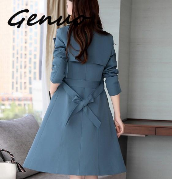 Frühling Herbst Damen Kleid Anzüge Für Büro Tragen Lange Graben Mantel Und Knie Länge Kleid 2 Stück Set Frauen Formale kleider Anzug