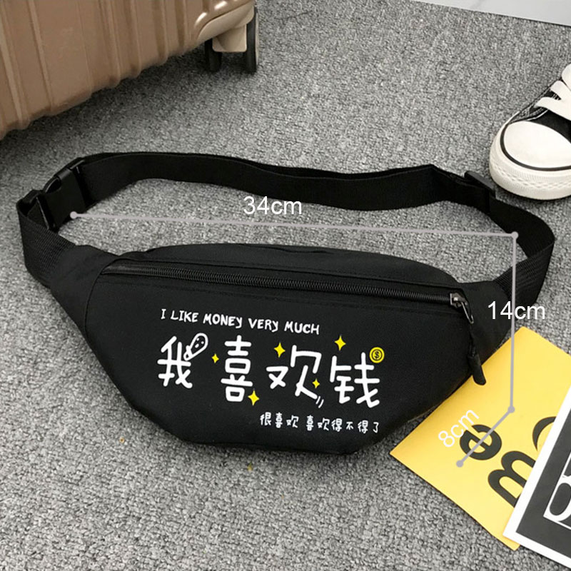 Fanny Pack para las mujeres carta cintura bolsa Hip-hop hombres pecho bolsa de Honda bolsillo mujer 3-cremallera cintura Packs para caminar correr