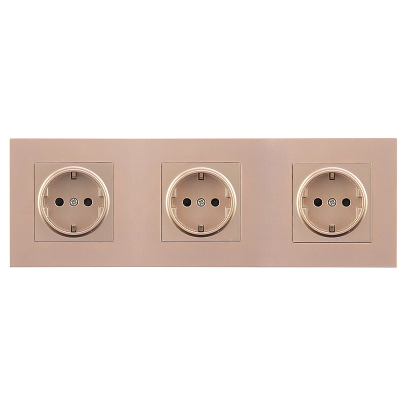 Atlectric 1 2 3 4 Gang ON/OFF EU FR Power Socket Button Power Switch 86 Type Dual Triple Quadruple Socket PC Panel With USB Port: Triple socket