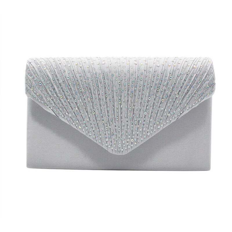 Women Evening Shoulder Bag Party Prom Wedding Lady Clutch Envelope Handbag Evening Bags: Silver