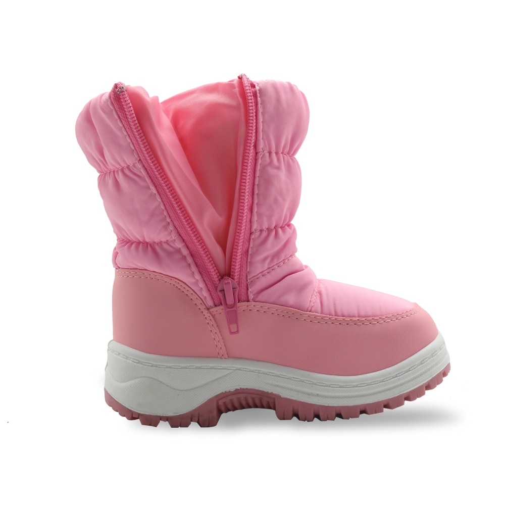 Apakowa fille neige plate-forme bottes en peluche imperméable enfants bottes d'hiver avec fermeture éclair doublure peluches bébé chaussures 1 an costume