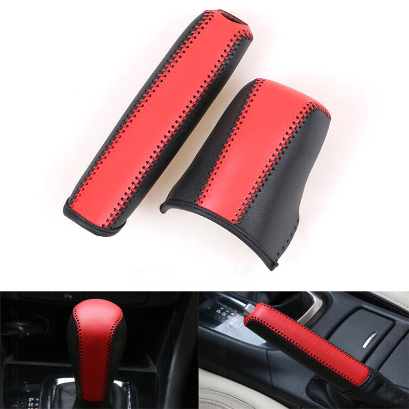 Car Interior Leather Gear Shift Knob Cover Handbrake Sleeve Collars For Mazda 3 Axela Atenza CX-5 CX-4 CX-3 Car-covers: A Type